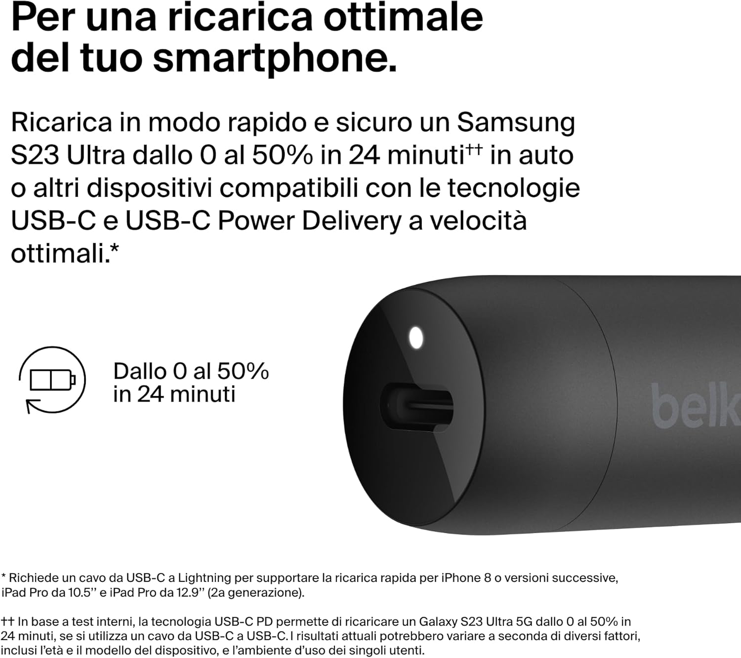 BELKIN caricabatteria da auto USB-C (30W)